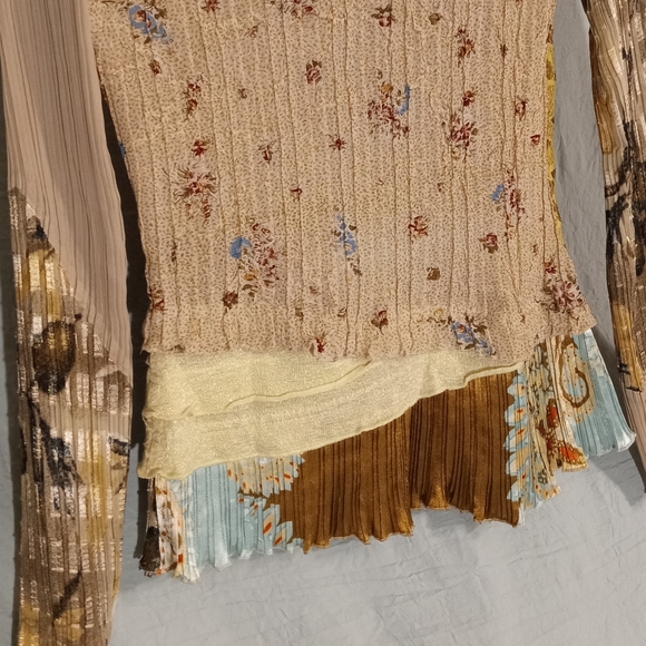 Alberto Makali Silky Soft Shimmery Beaded Patchwork Boho Stretch Blouse - Picture 9 of 9